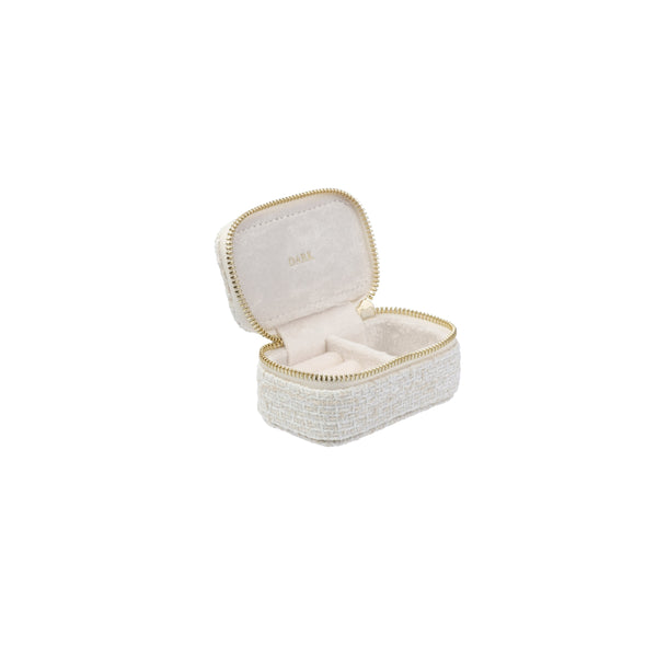 TWEED JEWELLERY BOX MICRO OFF WHITE W/SAND
