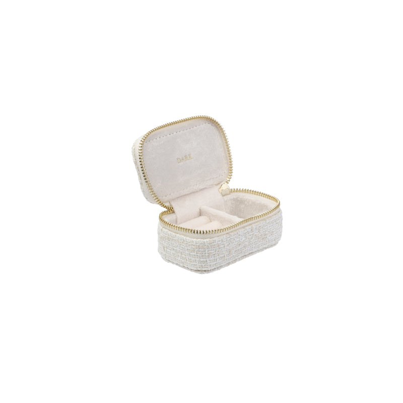 TWEED JEWELLERY BOX MICRO OFF WHITE W/SAND