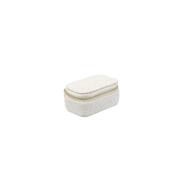 TWEED JEWELLERY BOX MICRO OFF WHITE W/SAND