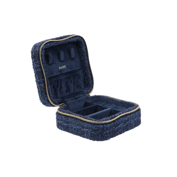 TWEED JEWELLERY BOX MINI DARK NAVY BLUE