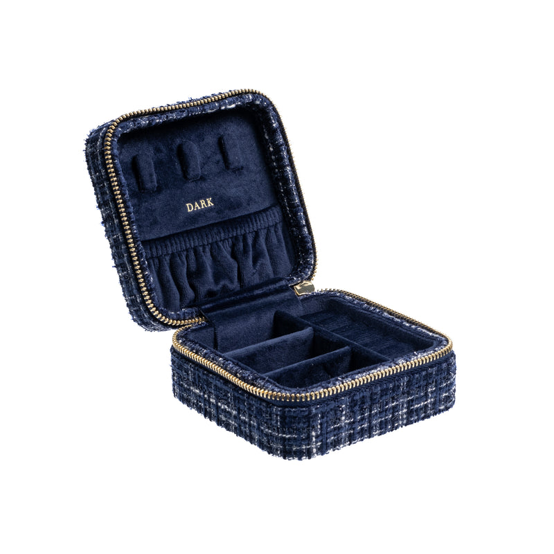 TWEED JEWELLERY BOX MINI NAVY BLUE