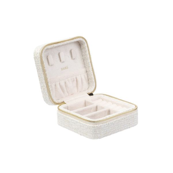 TWEED JEWELLERY BOX MINI OFF WHITE W/SAND