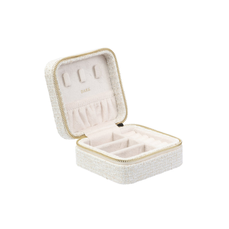 TWEED JEWELLERY BOX MINI OFF WHITE W/SAND
