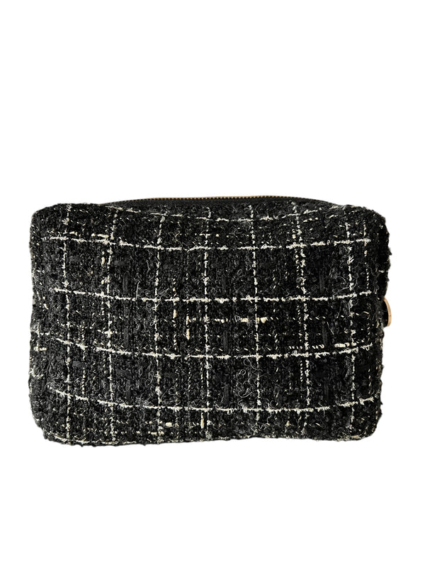 TWEED MAKE-UP POUCH LARGE BLACK W/GOLD