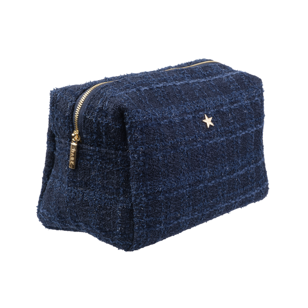 TWEED MAKE-UP POUCH LARGE DARK NAVY BLUE