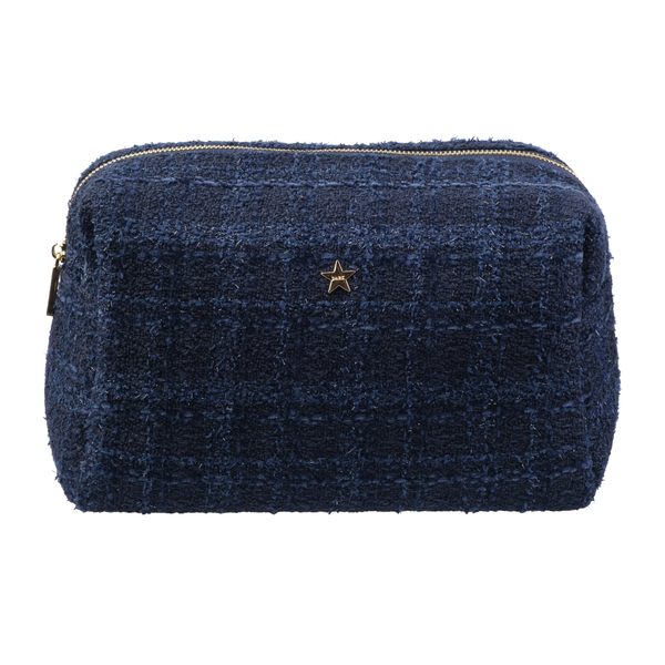 TWEED MAKE-UP POUCH LARGE DARK NAVY BLUE