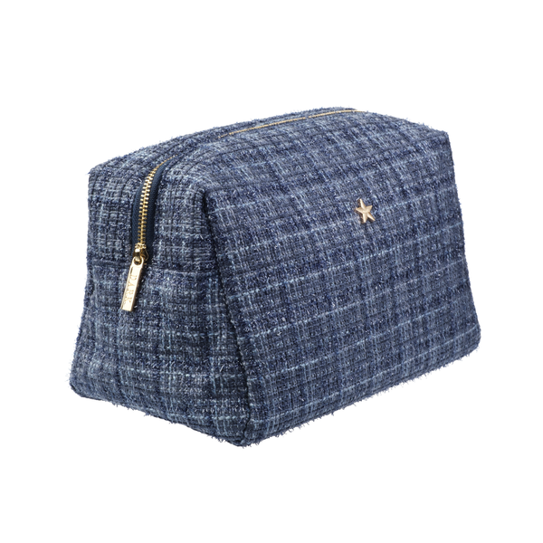 TWEED MAKE-UP POUCH LARGE GRISALLE BLUE