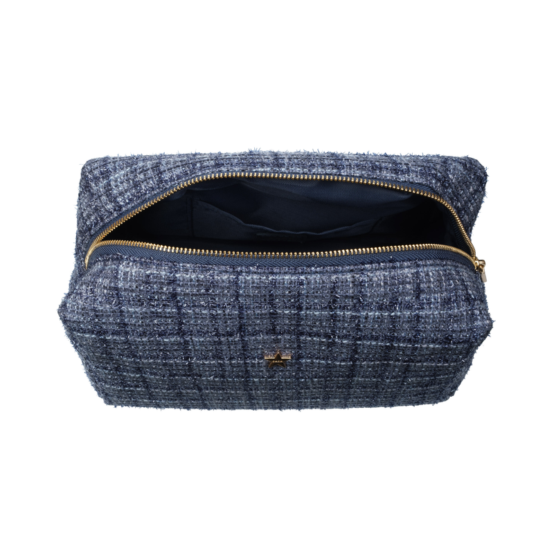 TWEED MAKE-UP POUCH LARGE GRISALLE BLUE