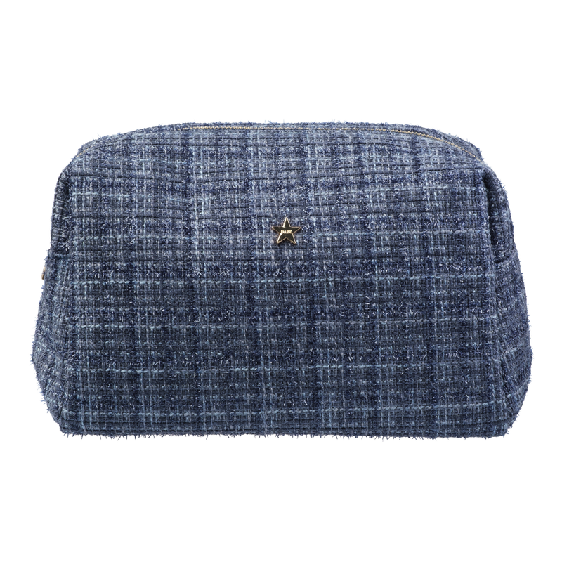 TWEED MAKE-UP POUCH LARGE GRISALLE BLUE