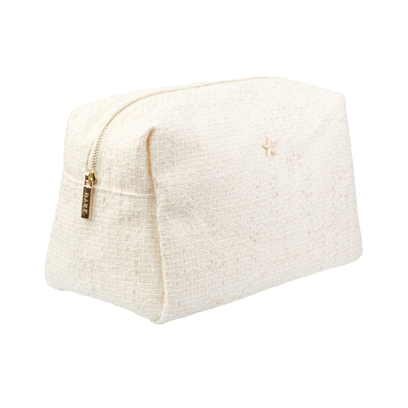 TWEED MAKE-UP POUCH LARGE OFF WHITE W/SAND