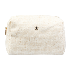 TWEED MAKE-UP POUCH LARGE OFF WHITE W/SAND
