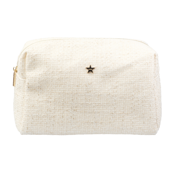 TWEED MAKE-UP POUCH LARGE OFF WHITE W/SAND