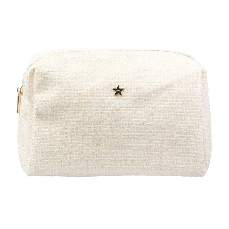 TWEED MAKE-UP POUCH LARGE OFF WHITE W/SAND