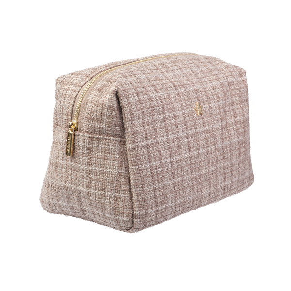 TWEED MAKE-UP POUCH LARGE WARM TAUPE