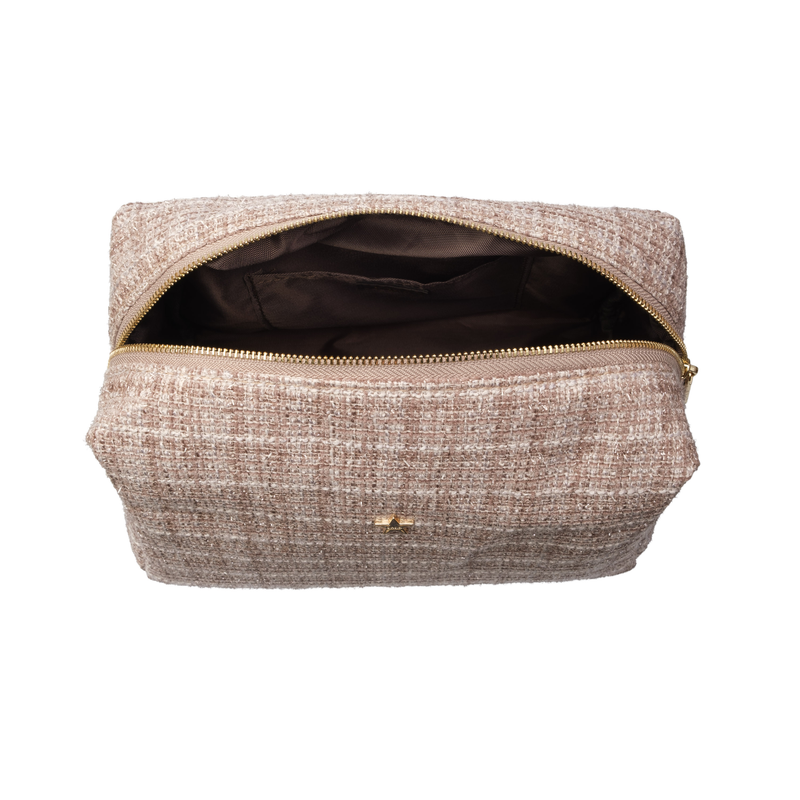 TWEED MAKE-UP POUCH LARGE WARM TAUPE