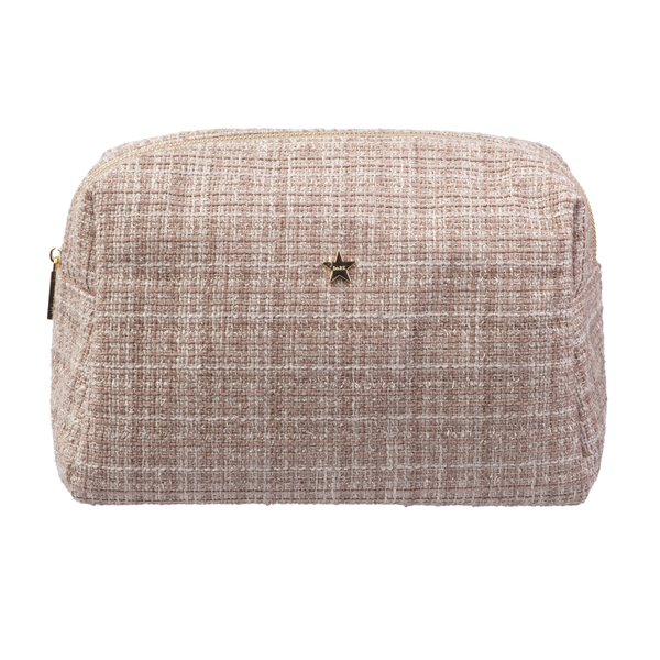 TWEED MAKE-UP POUCH LARGE WARM TAUPE