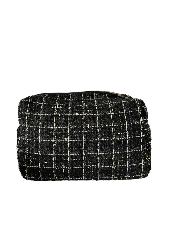 TWEED MAKE-UP POUCH SMALL BLACK W/GOLD