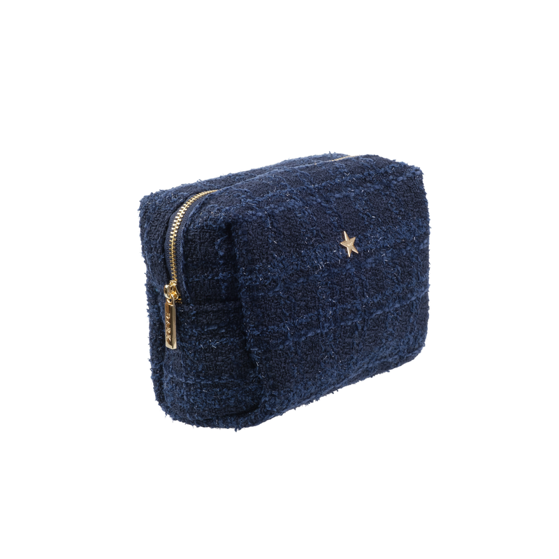 TWEED MAKE-UP POUCH SMALL DARK NAVY BLUE