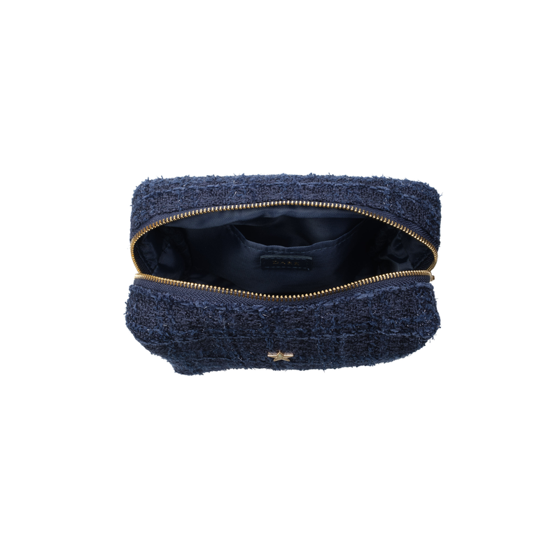TWEED MAKE-UP POUCH SMALL DARK NAVY BLUE