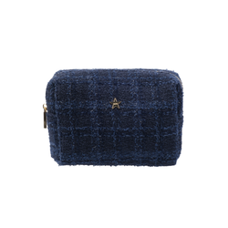 TWEED MAKE-UP POUCH SMALL DARK NAVY BLUE
