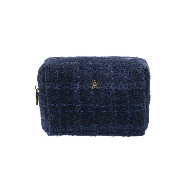TWEED MAKE-UP POUCH SMALL DARK NAVY BLUE