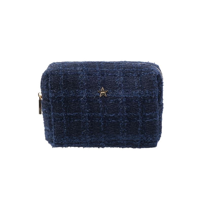 TWEED MAKE-UP POUCH SMALL DARK NAVY BLUE