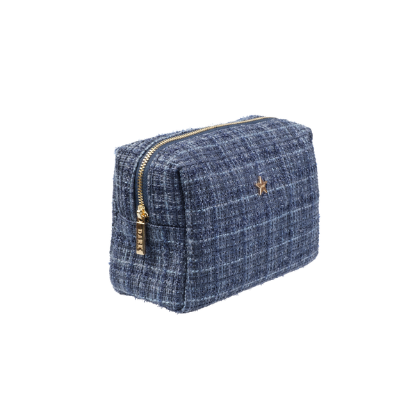 TWEED MAKE-UP POUCH SMALL GRISALLE BLUE