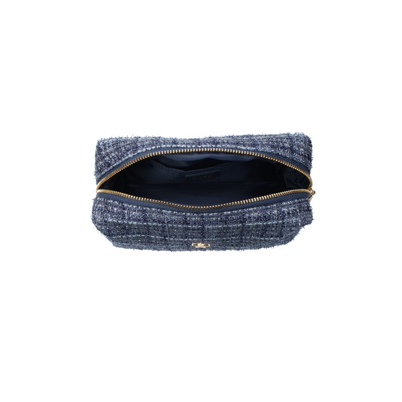 TWEED MAKE-UP POUCH SMALL GRISALLE BLUE