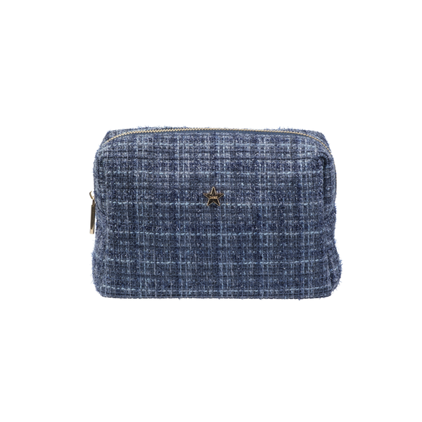 TWEED MAKE-UP POUCH SMALL GRISALLE BLUE