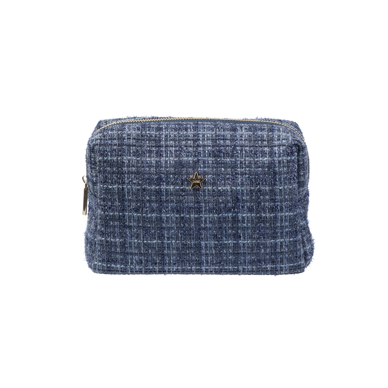 TWEED MAKE-UP POUCH SMALL GRISALLE BLUE