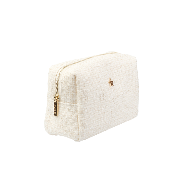 TWEED MAKE-UP POUCH SMALL OFF WHITE W/SAND
