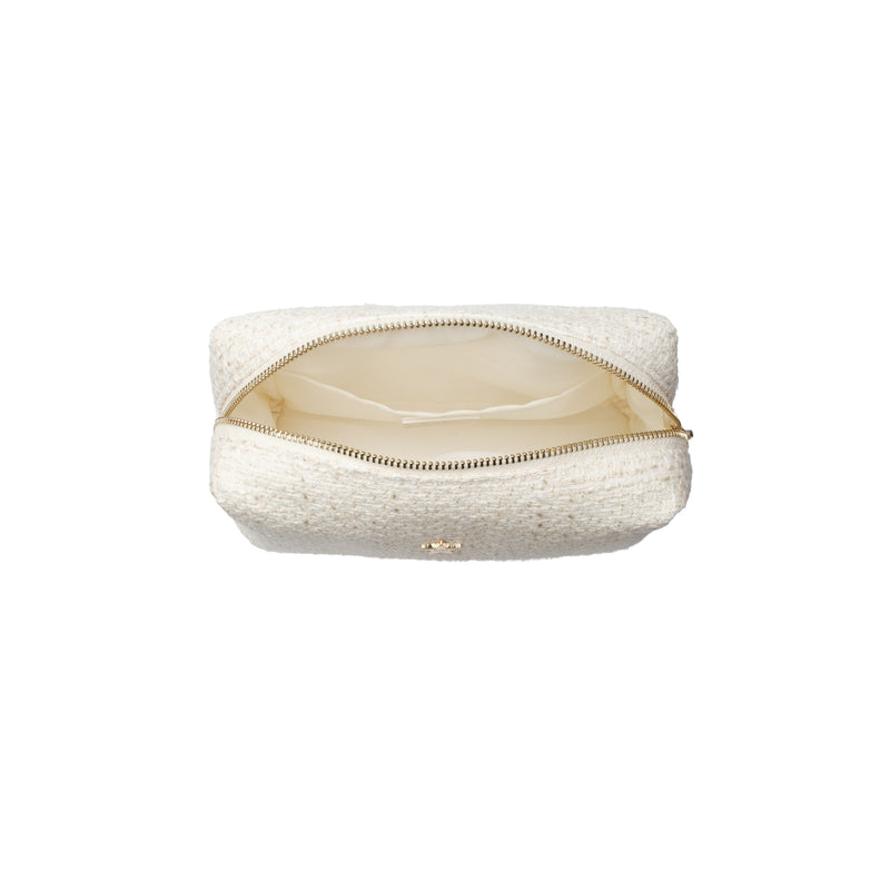 TWEED MAKE-UP POUCH SMALL OFF WHITE W/SAND