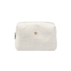 TWEED MAKE-UP POUCH SMALL OFF WHITE W/SAND