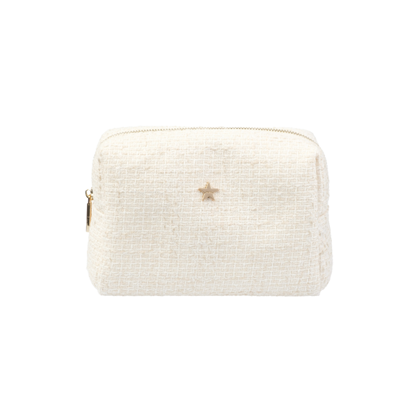 TWEED MAKE-UP POUCH SMALL OFF WHITE W/SAND