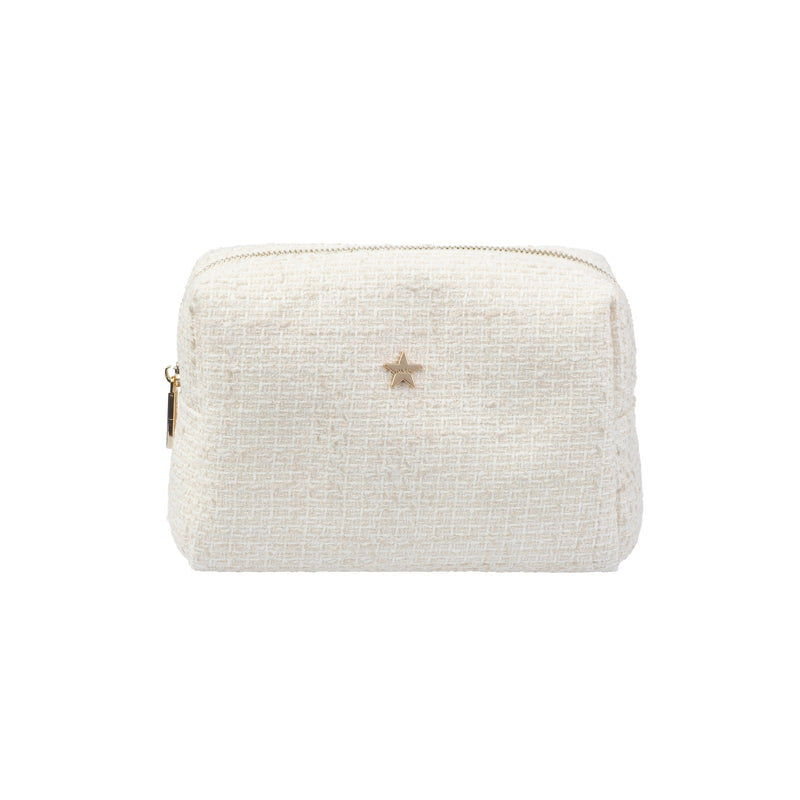 TWEED MAKE-UP POUCH SMALL OFF WHITE W/SAND