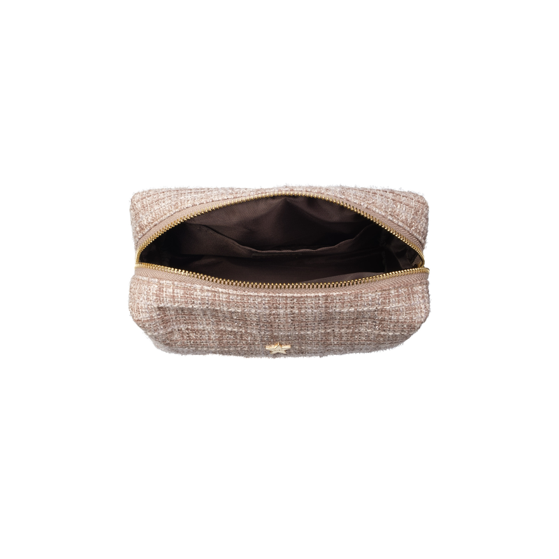 TWEED MAKE-UP POUCH SMALL WARM TAUPE