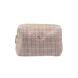 TWEED MAKE-UP POUCH SMALL WARM TAUPE