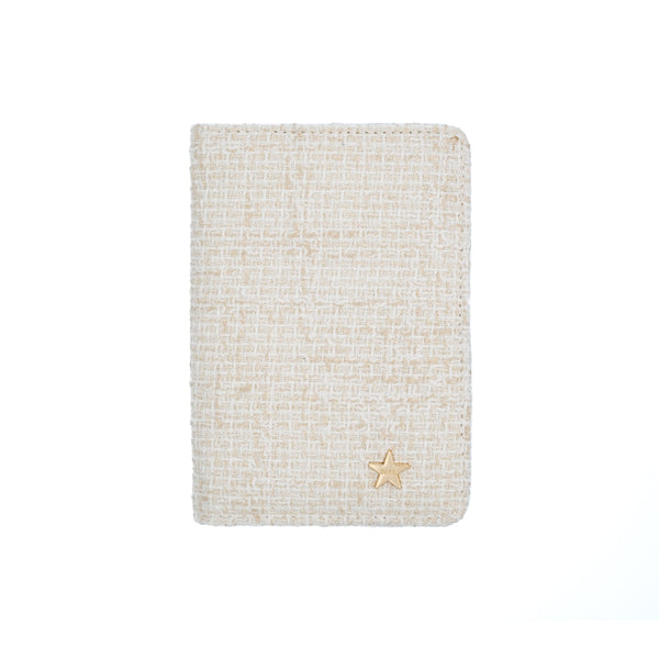 TWEED PASSPORT COVER OFF WHITE W/SAND