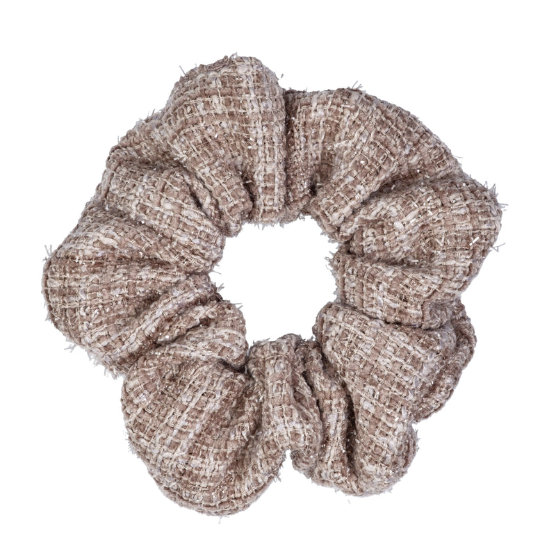 TWEED SCRUNCHIE WARM TAUPE