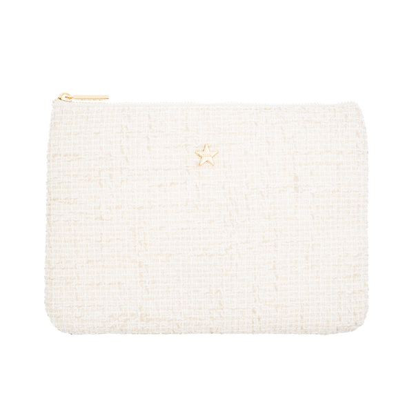 TWEED SMALL POUCH OFF WHITE W/SAND