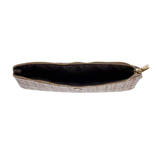 TWEED SMALL POUCH WARM TAUPE