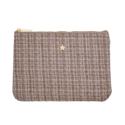 TWEED SMALL POUCH WARM TAUPE