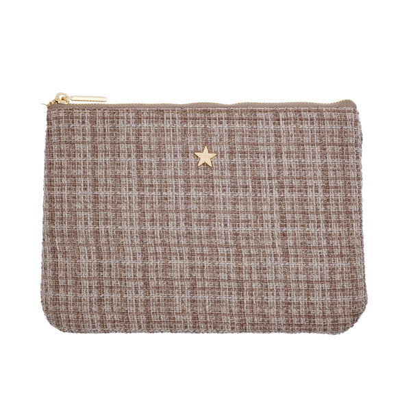 TWEED SMALL POUCH WARM TAUPE