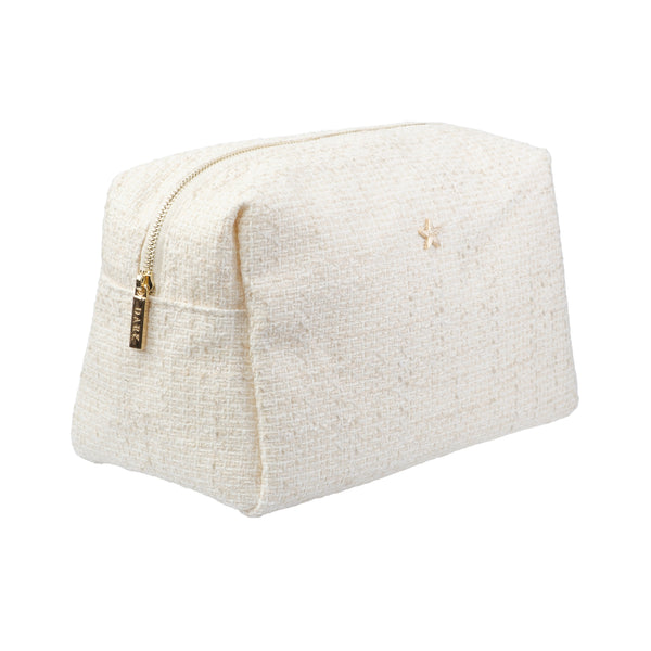 TWEED MAKE-UP POUCH LARGE OFF WHITE W/SAND