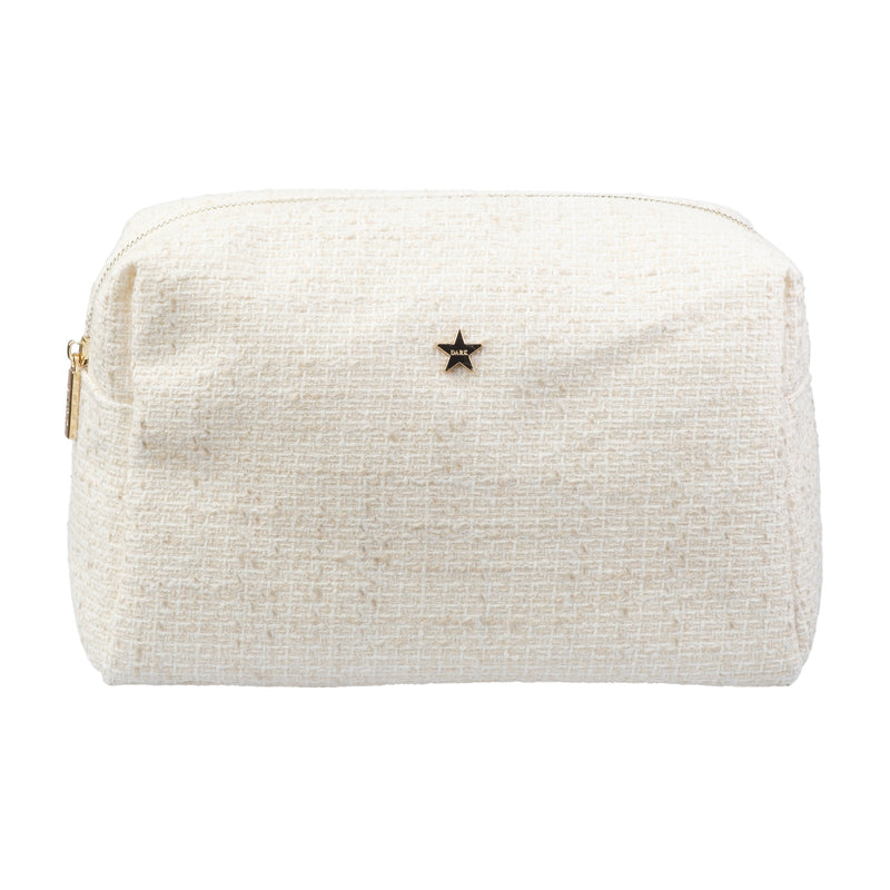 TWEED MAKE-UP POUCH LARGE OFF WHITE W/SAND