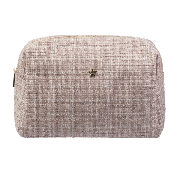 TWEED MAKE-UP POUCH LARGE WARM TAUPE