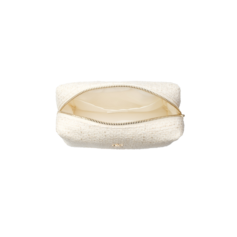TWEED MAKE-UP POUCH SMALL OFF WHITE W/SAND