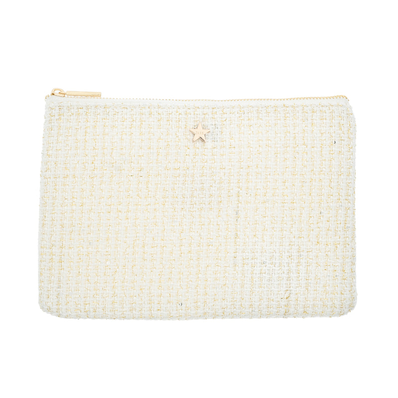 TWEED SMALL POUCH OFF WHITE W/GOLD