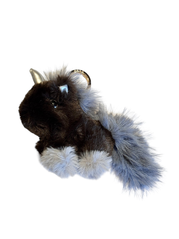 UNICORN BAG CHARM CHOCOLATE BROWN W/COOL BLUE