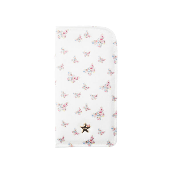 VELVET EYEWEAR CASE OFF WHITE BUTTERFLY PATTERN